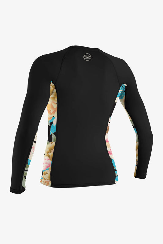 O'Neill Womens Side Print LS Rash Guard Black