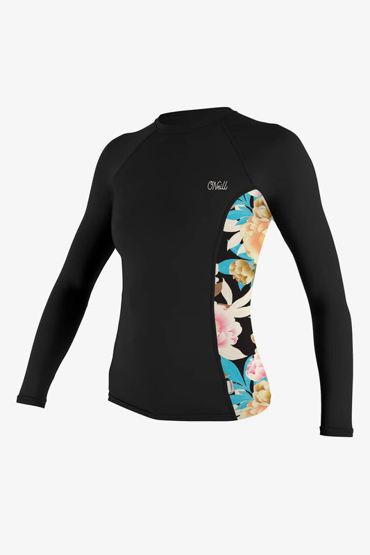 O'Neill Womens Side Print LS Rash Guard Black