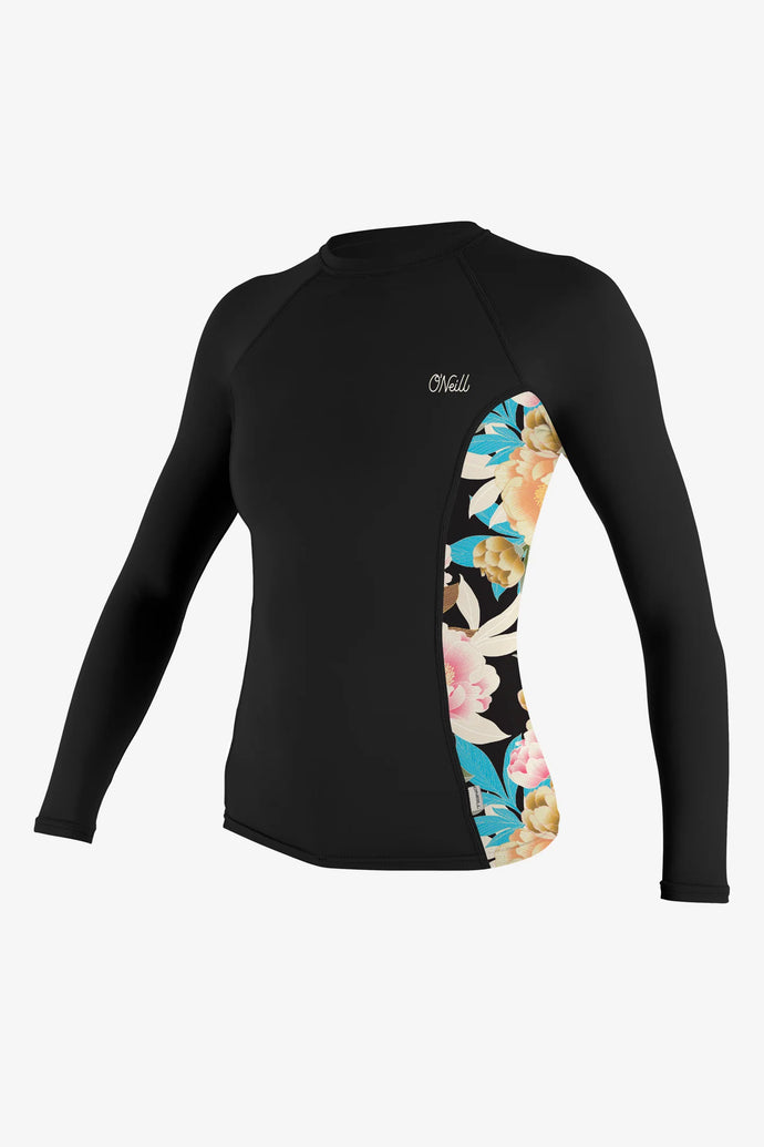 O'Neill WMS Side Print LS Rash Guard Black