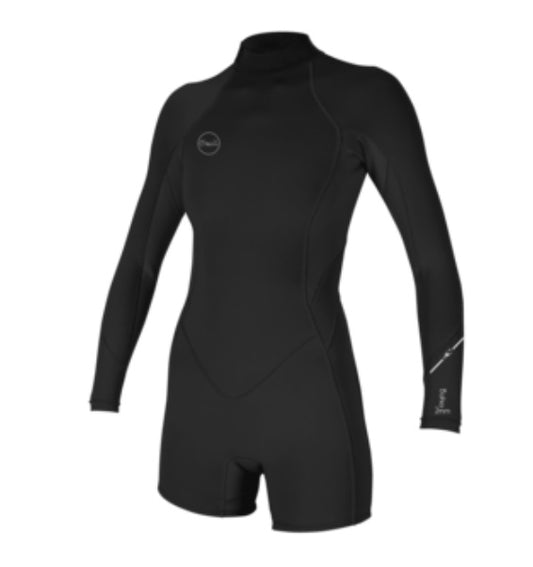 O'Neill Womens Bahia 2/1 Back ZIp L/S Spring Suit Blk